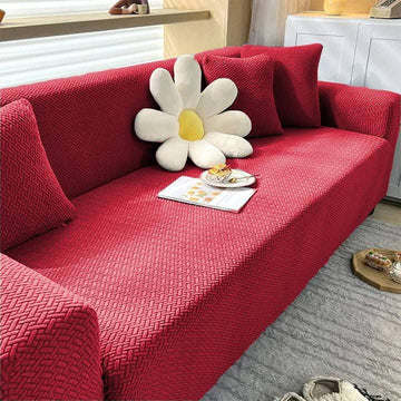 Stripe Jacquard Sofa Cover (Red)